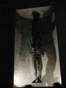 Inside the Basilica of Valle de los Caidos, an angel statue