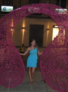 Me with an art sculpture in the Plaza Juan Bravo